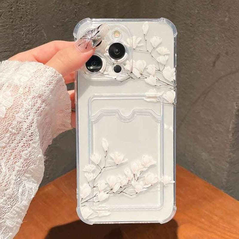 Capa magnolia transparente com cartão Anti-impacto Para Redmi K80 PRO A5 14C Nota 14 13 12 11 10s 9s Poco F7 ULTRA X7 M
