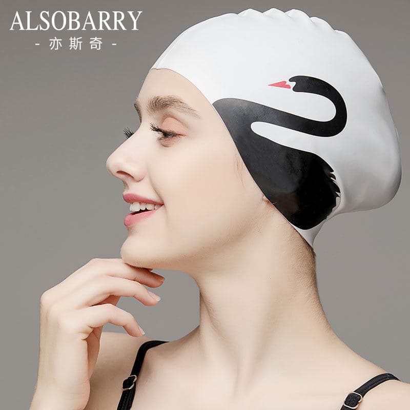 Touca de natação de Silicone Ins Influencer Proteção de ouvido à prova d'água Cabelo longo Extra grande que não astra a