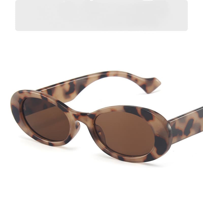 Óculos de Sol Ovais Pequenos e Modernos, Estilo Retrô com Estampa de Leopardo, Cor Jelly, Óculos de Sol Masculinos e Fem