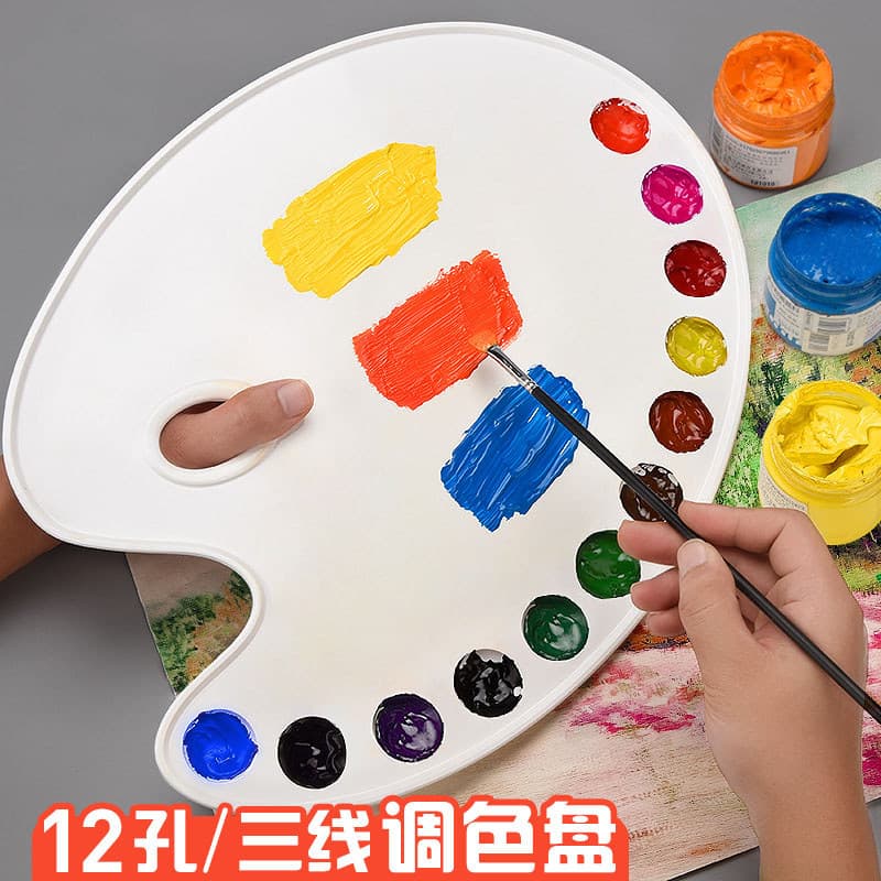 Paleta de cores dedicadas para estudantes de arte Paleta de tinta plástica Tamanho grande Paleta de pintura a óleo profi