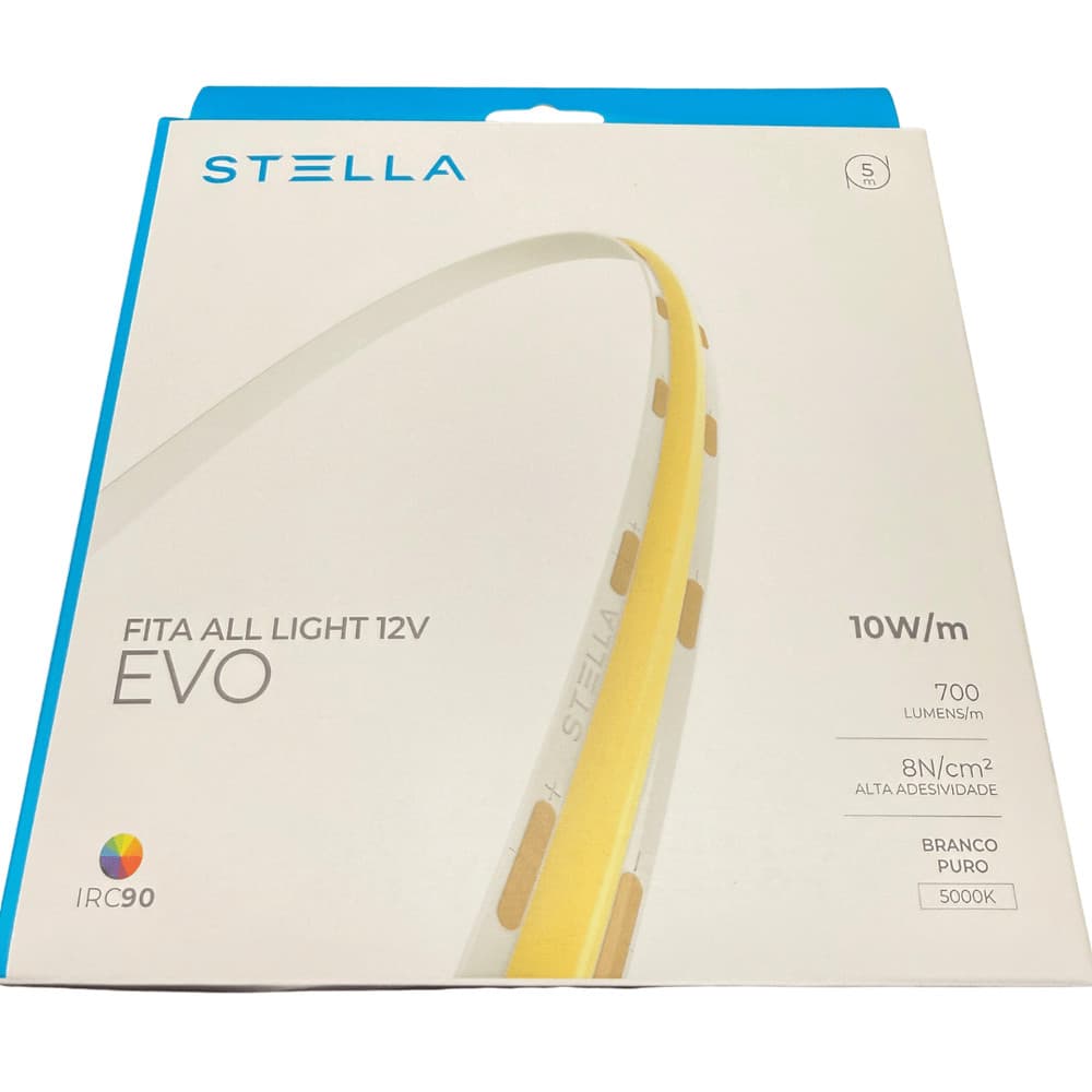 Fita Led All Light Evo 5 Metros IRC 90 5000K 10W/M 12V 8mm - Stella STL24814/50