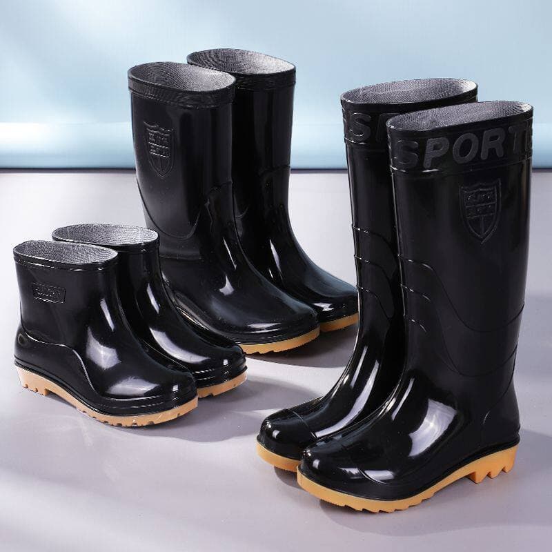 Botas de chuva espessadas, resistentes ao desgaste, sapatos de água, tubo curto masculino, botas de chuva de lã, tubo al