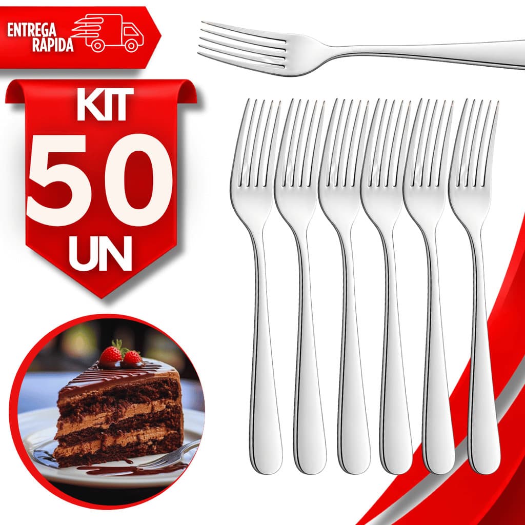 Talheres Garfos Sobremesa Aço Inox 16,5Cm Qualidade Resistente Restaurante Buffet Cozinha Utensílios