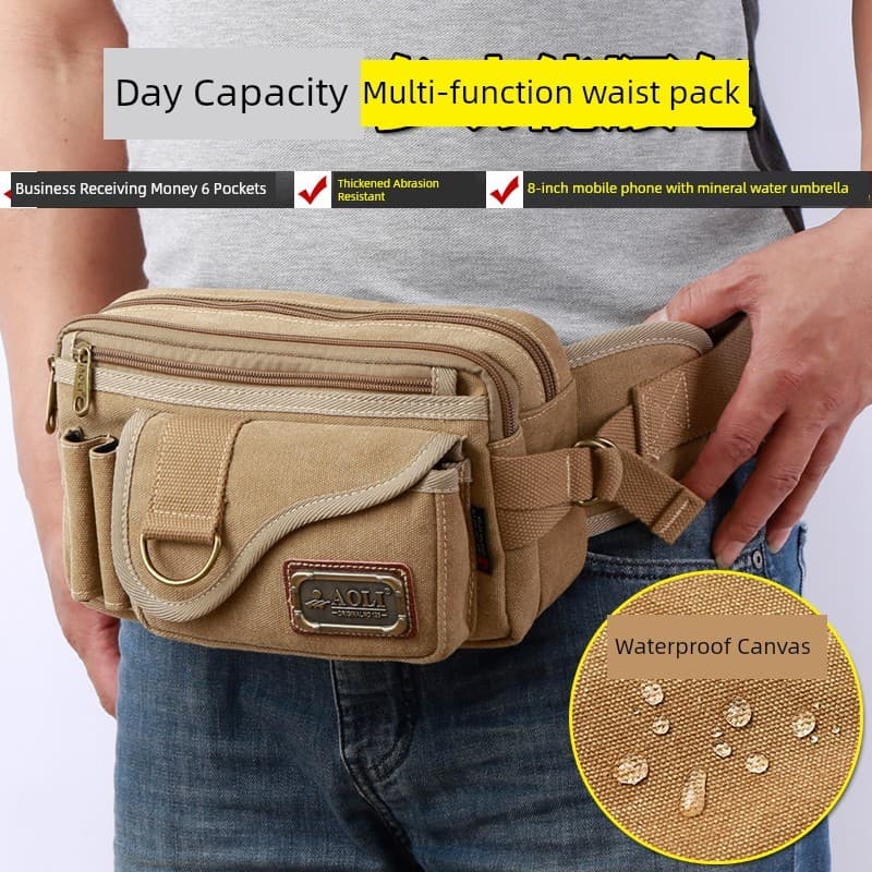Bolsa de cintura masculina e feminina, multifuncional, grande capacidade, prática, resistente ao desgaste, à prova d'águ