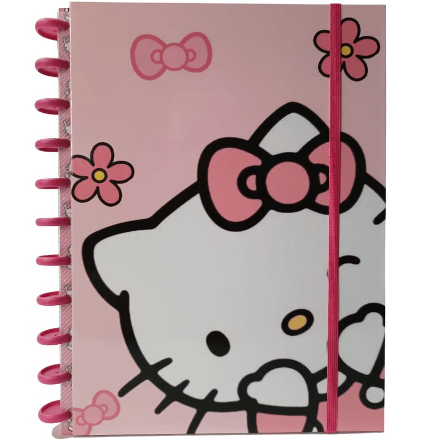 Caderno de Disco Inteligente Hello Kitty Rosa Personalizado Capa Dura Universitário