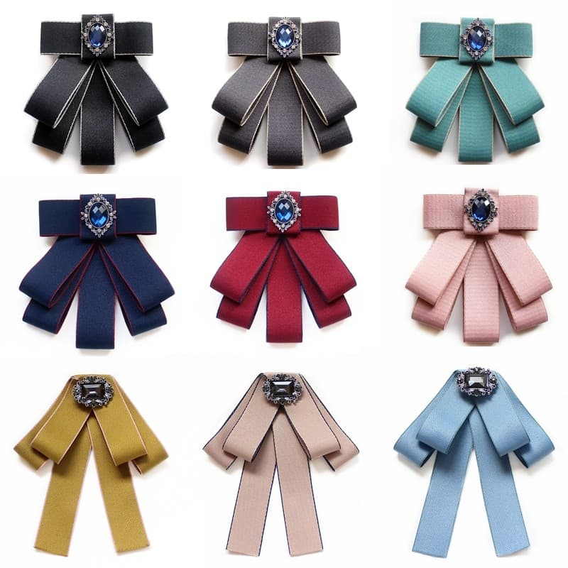 Colar flor feminino estilo Preppy britânico estudante Bowknot aeromoça banco profissional gravata borboleta terno de mar