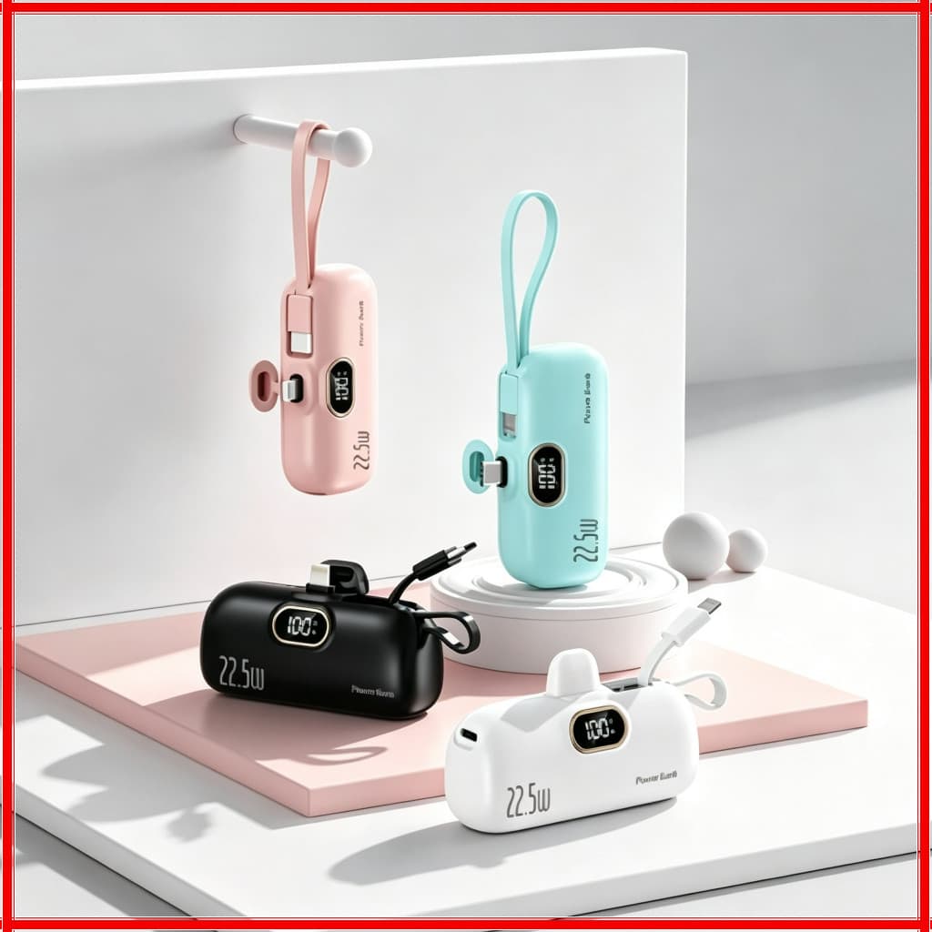 Mini Power Bank carregador portátil 5000 mAh Creative Capsule Compativel Type-C