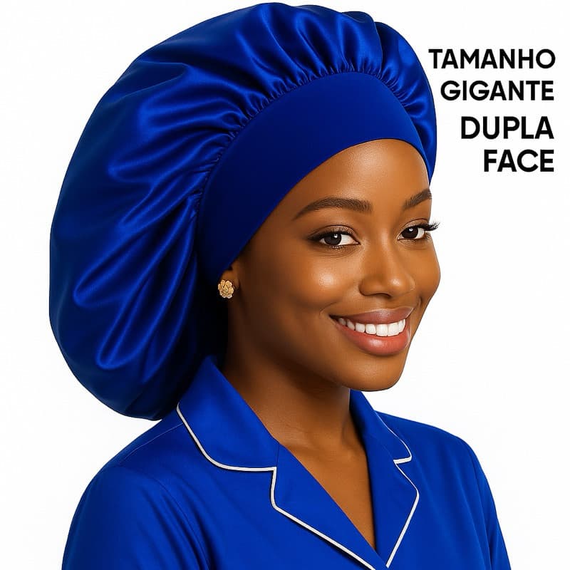 Touca de Cetim Gigante Dupla Face com Faixa elástica para Cabelos Grandes e Black Ant Frizz | Envio Rápido