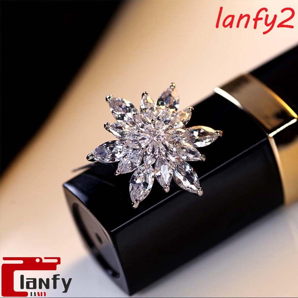 Lanfy Broche Feminino De Zircônia Com Floco De Neve / Strass / Flor De Natal / Multicolorido