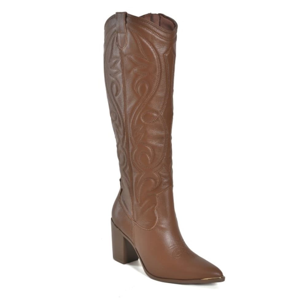 Bota Country Western Feminina Via Marte 079-012 em Couro Legítimo Lançamento