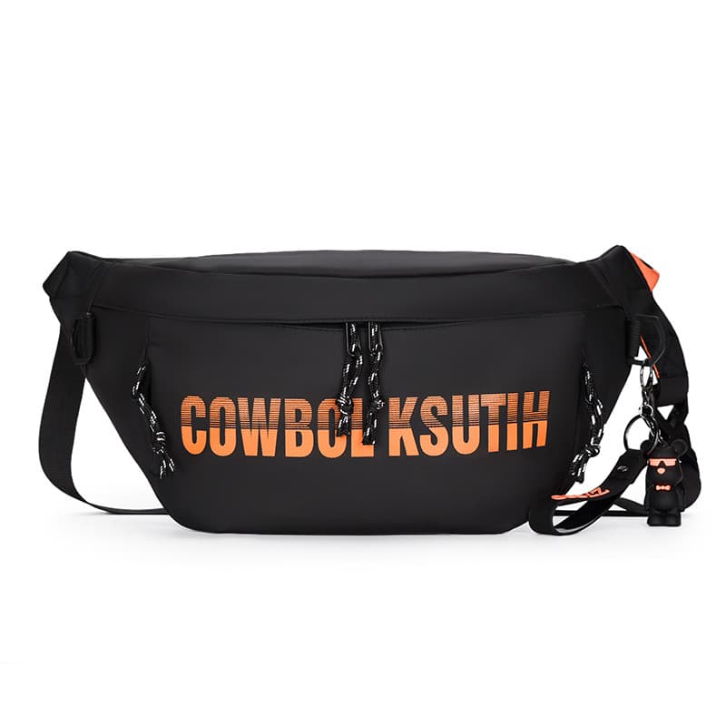 Bolsa de cintura moderna com estampa de letras, bolsa mensageiro masculina, bolsa de peito, grande capacidade, esportes