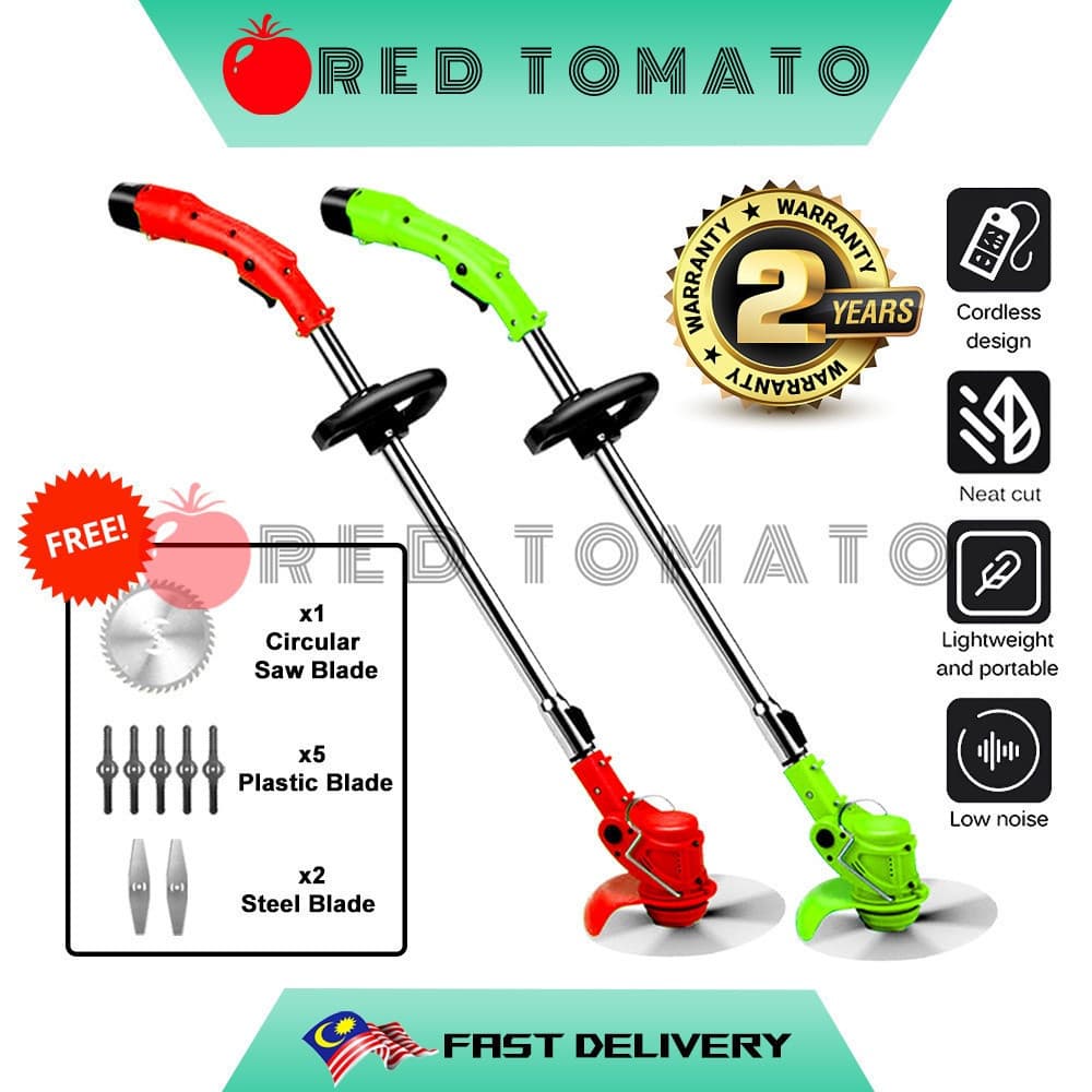 REDTOMATO450W12V Máquina Cortadora de Grama a Bateria, Aparador de Grama Elétrico, Cortador de Grama Sem Fio, Cortador d