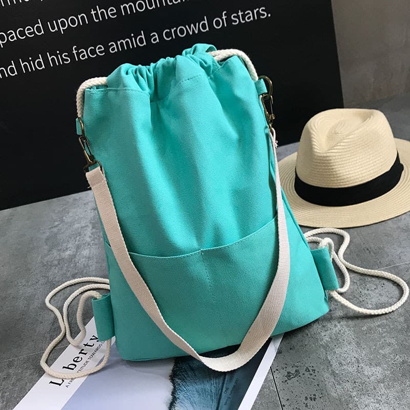 Lona versão coreana saco de cordão mochila estudante esportes sutiã de algodão cordão saco de pano pequena mochila estud