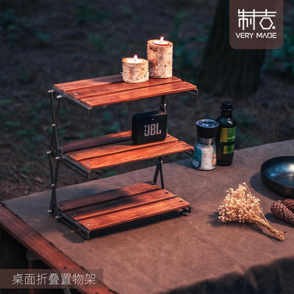 Made Ji Desktop Prateleira Dobrável Rack de Armazenamento Premium Black Walnut 304 Aço Inoxidável