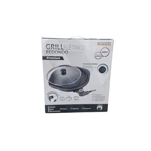 Grill Eletrico Redondo Termostato Ajustavel Cozinha Compacto Facil Limpeza Preto 220v
