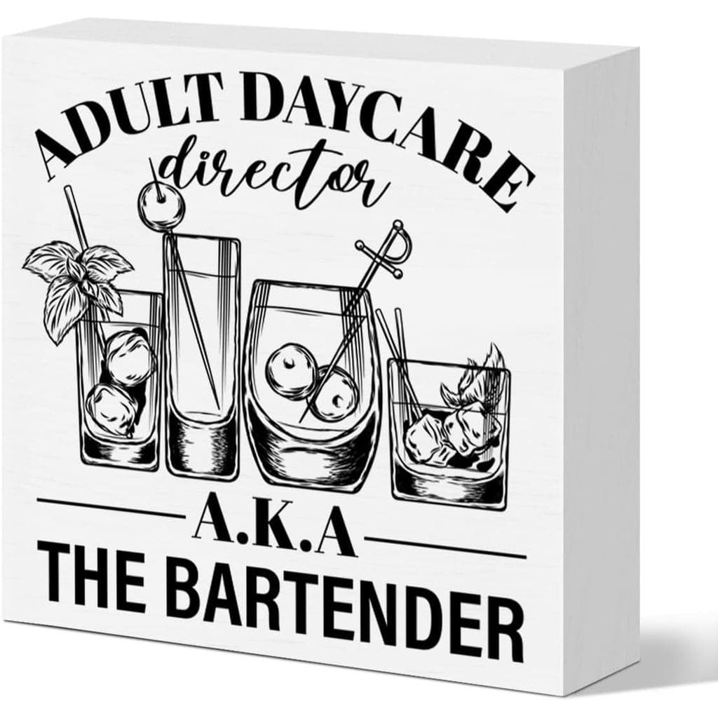 Funny Bartender Gifts for Women Men, Bartender Mixologist Christmas Birthday Gift Farmhouse Home Bar Cart Table Decor Wo