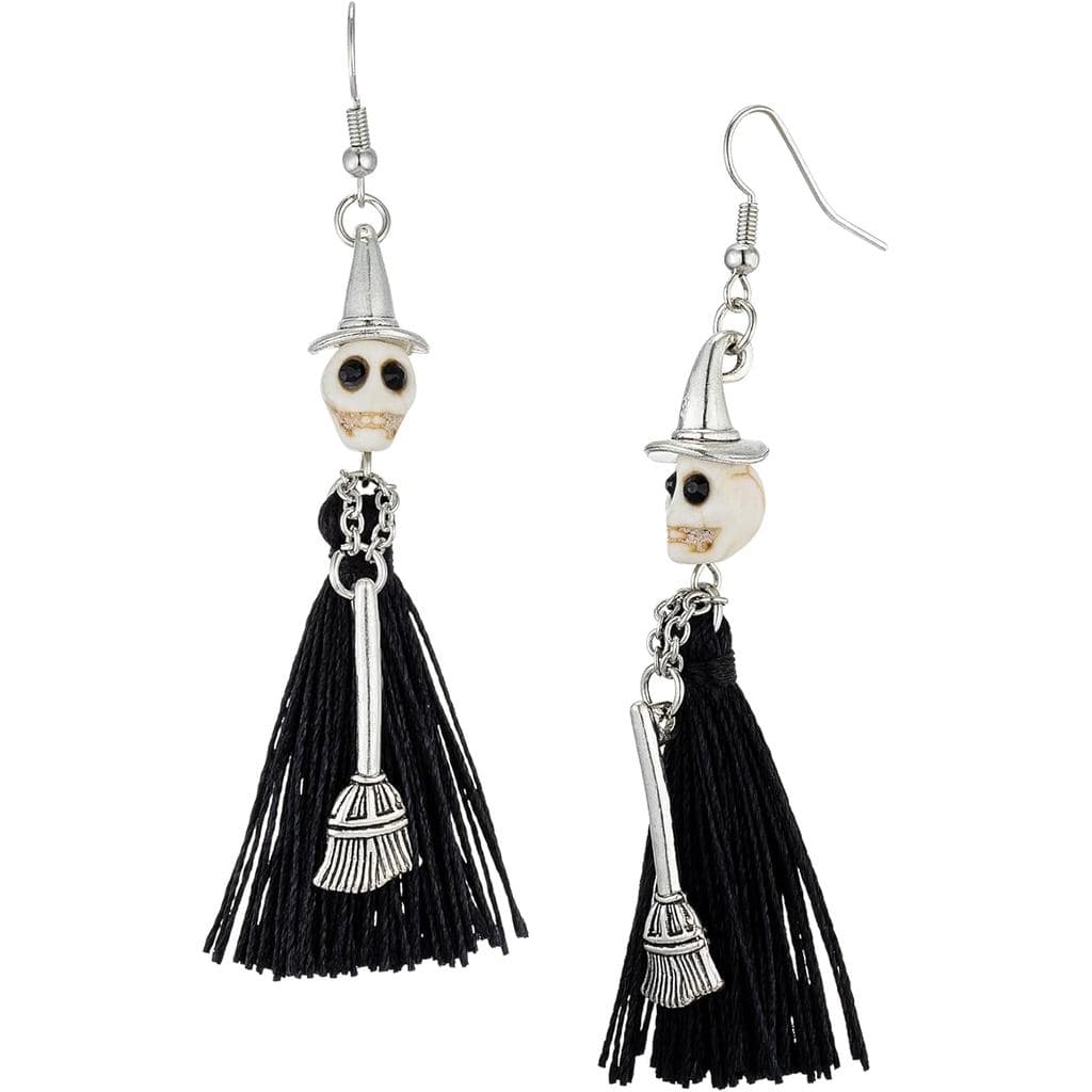 Brincos de Halloween de Bruxa com Crânio e Esqueleto, Brincos com Franjas para Mulheres e Meninas, Acessórios de Bruxa,