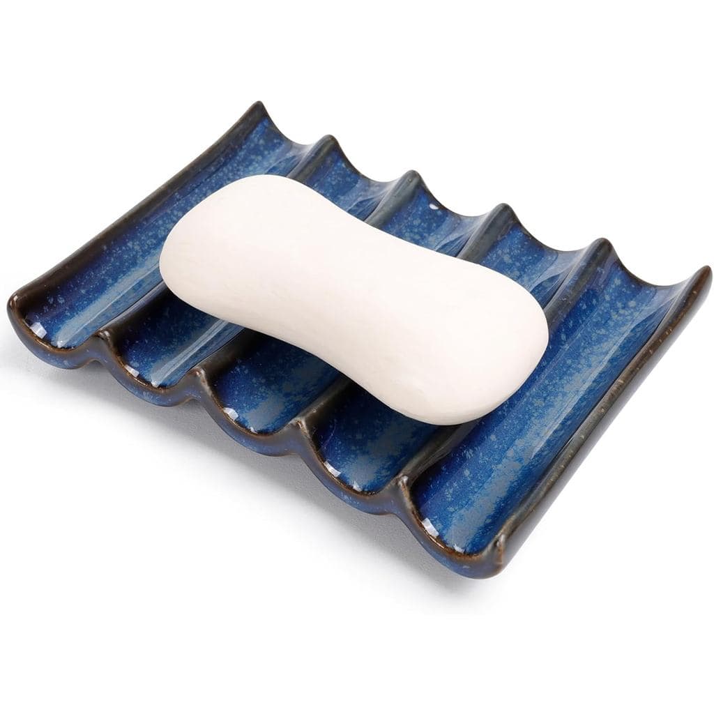 Porta-Sabonete de Cerâmica, Suporte para Sabonete em Barra com Design de Drenagem Automática, Bandeja Grande para Sabone