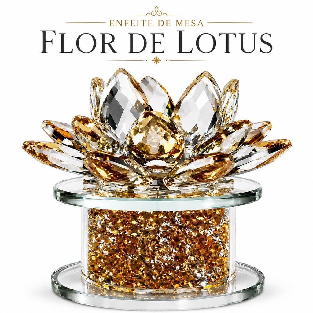 Flor de Lótus Cristal Decorativa Enfeite de Mesa Feng Shui Luxo
