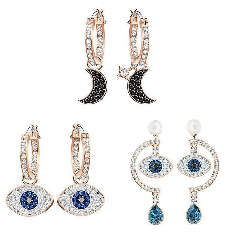 Brincos delicados de argola pequena com design de olho grego brilhante e zircônia cúbica com strass pendentes, brincos d