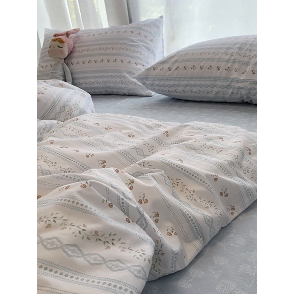Fundo branco Pastoral pequeno Floral puro algodão capa de edredão dormitório de peça única 1.5 * 2.02.3 primavera verão