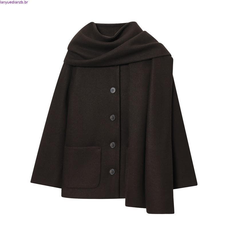 Inverno novo estilo feminino único Breasted em torno do pescoço blusão jaqueta 1302220