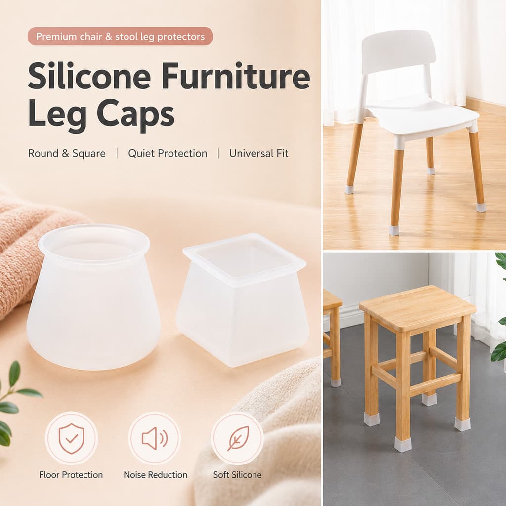 Capas Para Pernas De Cadeira De Silicone , Antiderrapante , Proteção Silenciosa Piso , Anti-Arranhões , Banco De Mesa ,