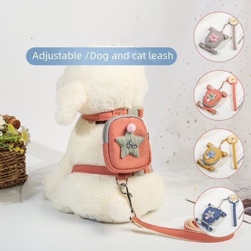 Coleira para Cão, Coleira Peitoral, Corda de Tração, Coleiras Ajustáveis, Acessórios para Animais de Estimação, Mochila,