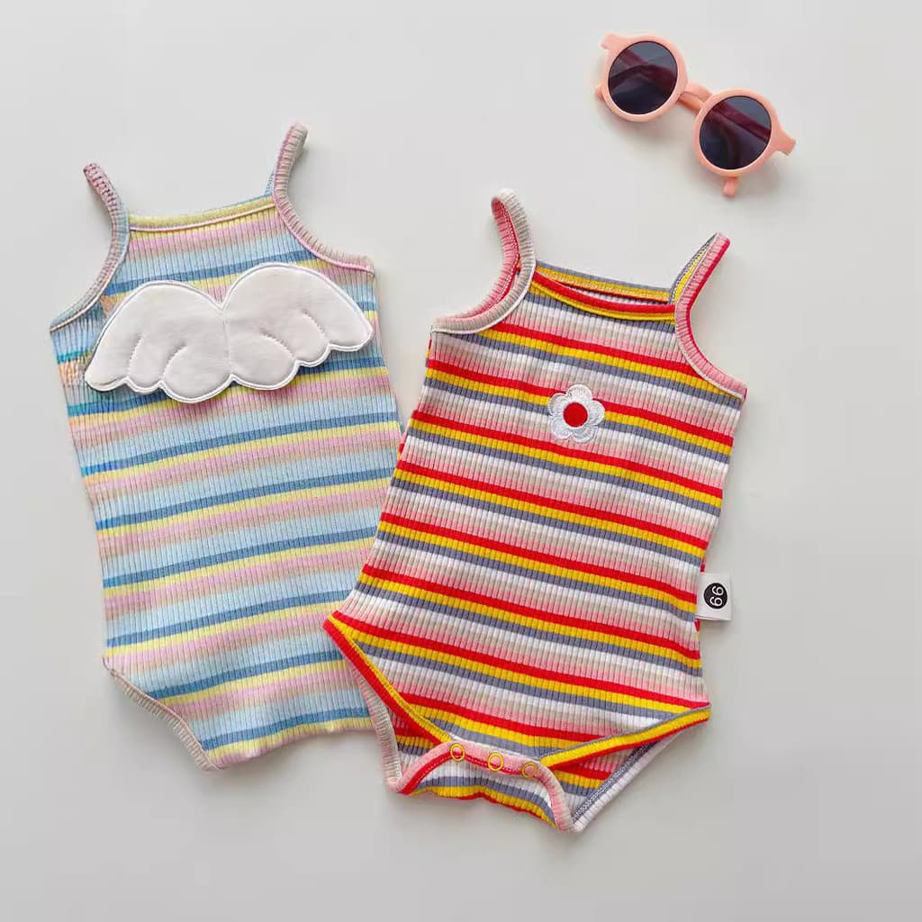 Roupas de bebê roupas de verão estilingue macacão bebê menina colete fino macacão estilo ocidental listrado macacão roup