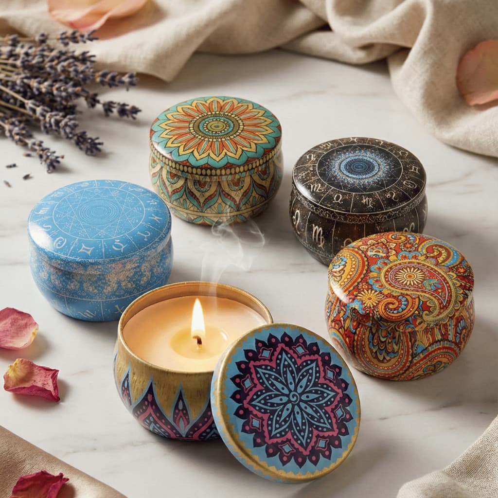 Lata Para Velas Metal 70 ml - Zodíaco Mandala- Decorativa