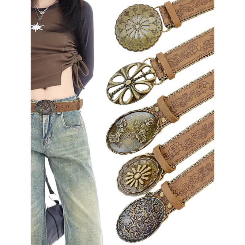 Estilo Retro senhoras cinto quente menina angustiado cultura asiática nicho All-Match único Metal esculpido fivela cinto