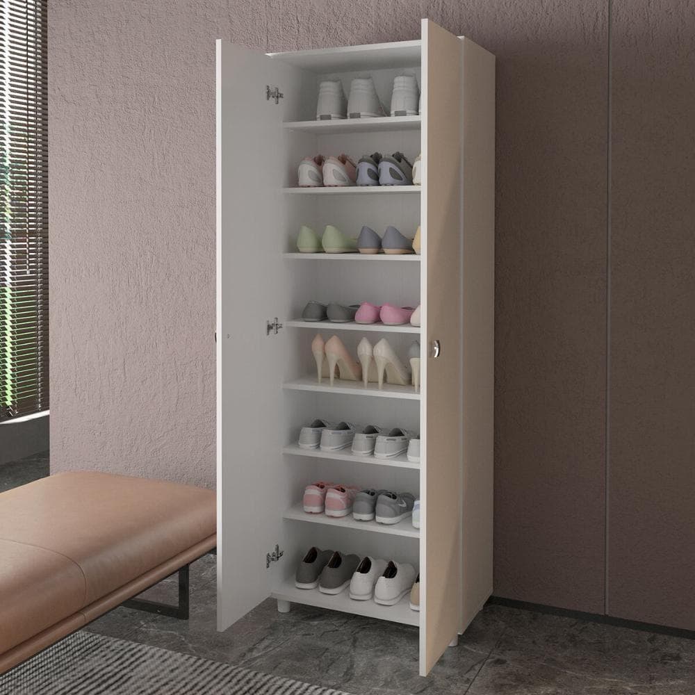 Sapateira Vertical 57cm Com 2 Portas E 7 Prateleiras Multimóveis Cr35394 Branco
