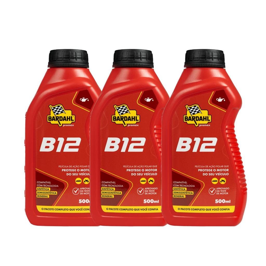 Aditivo Óleo Motor Bardahl B12 500ml Kit 3 Un. Gasolina