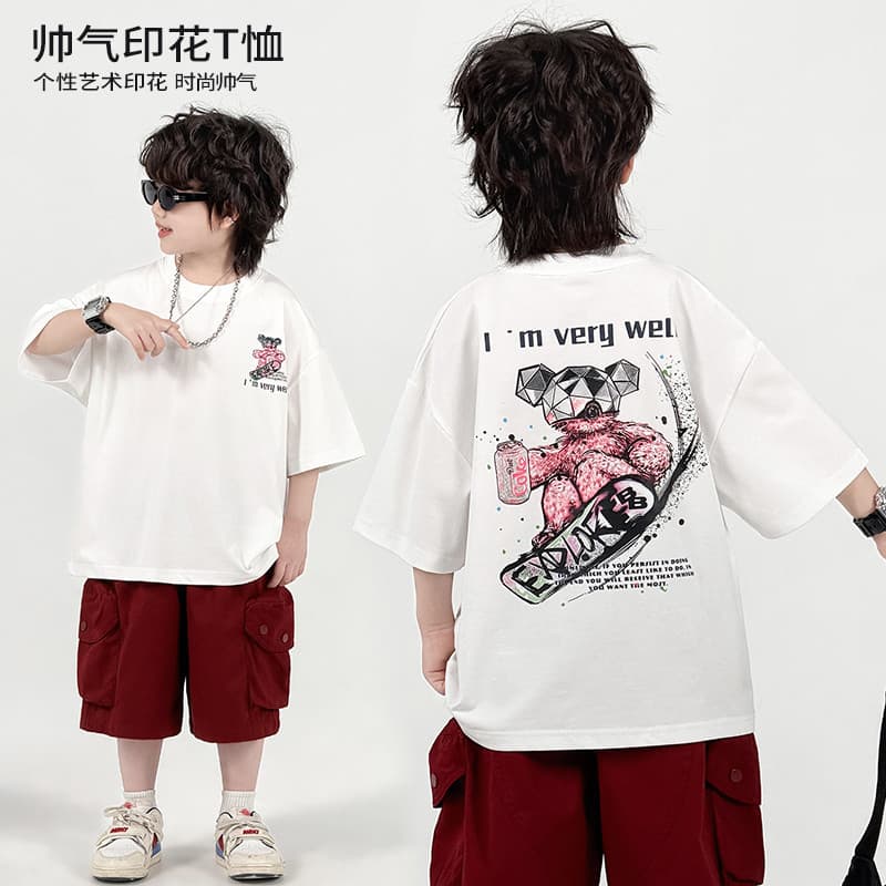 Camiseta estampada menino de verão para trabalho médio * 43582
