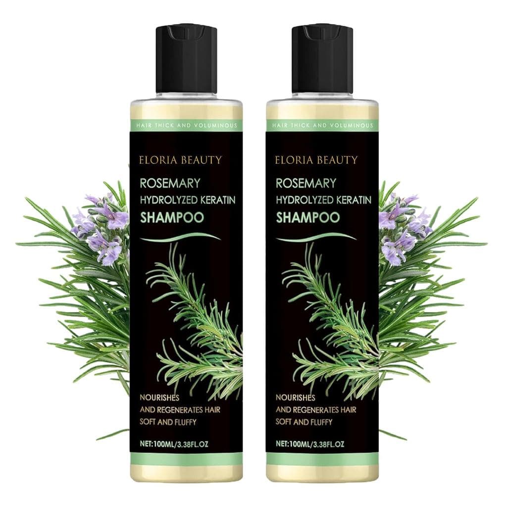 Shampoo de beleza Eloria, shampoo de queratina hidrolisada com alecrim, nutre e regenera o cabelo (2 unidades)