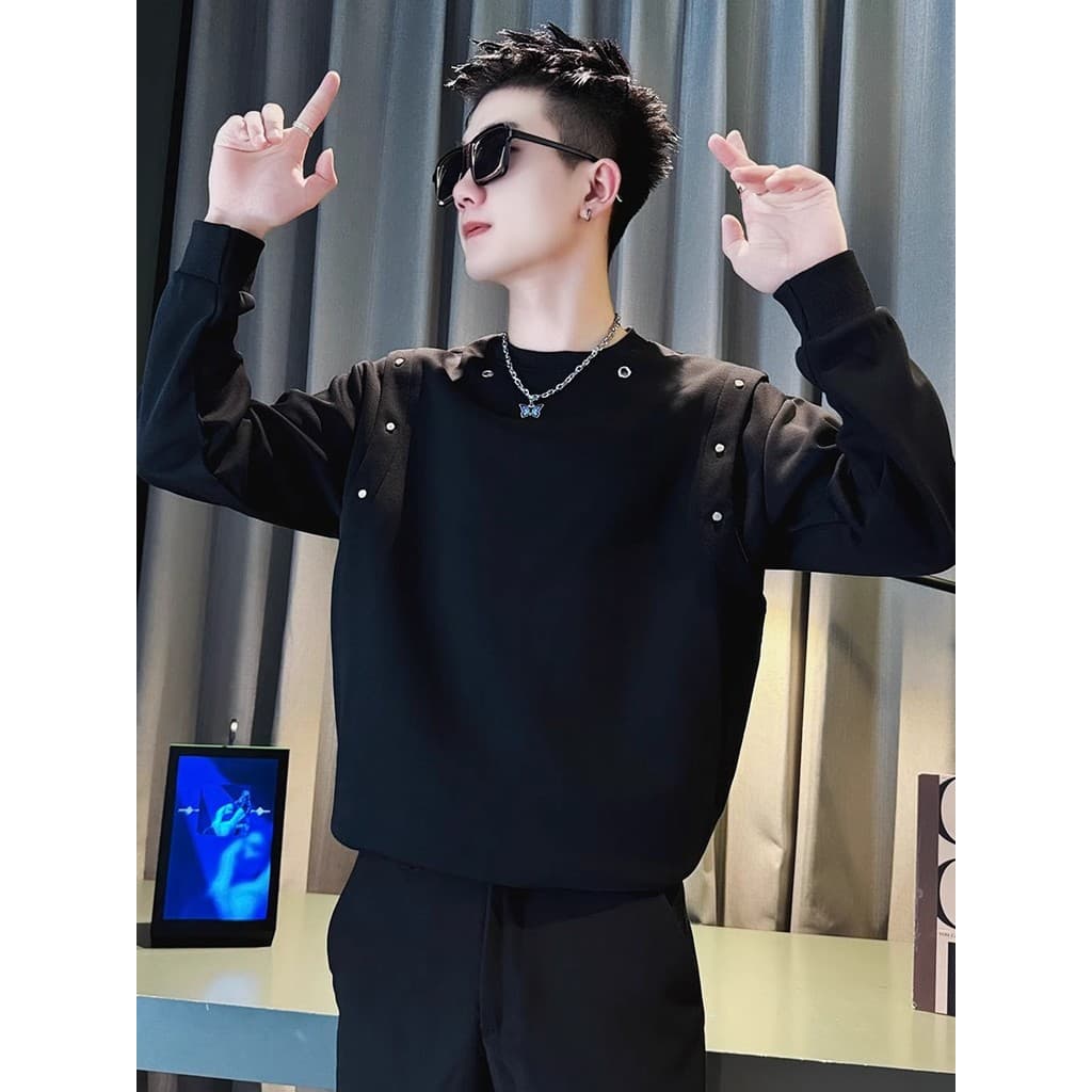 Versão coreana moletom masculino em torno do pescoço primavera outono Street Wear masculino topo 2025 novo estilo na mod
