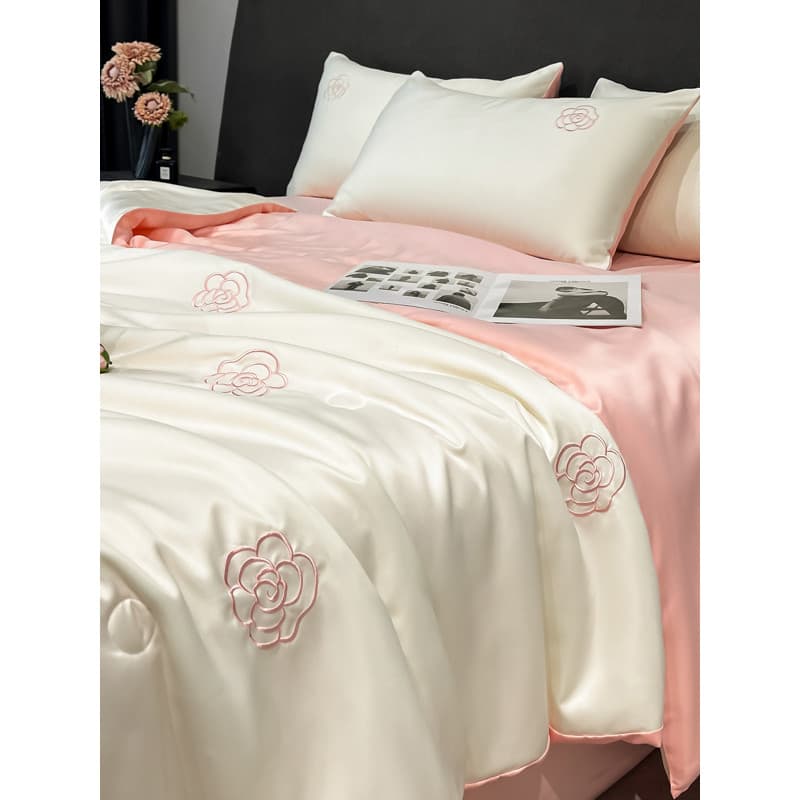 Colcha de verão bordada Tencel de seda lavada conjunto de quatro peças verão fresco ar condicionado colcha luz luxo bord