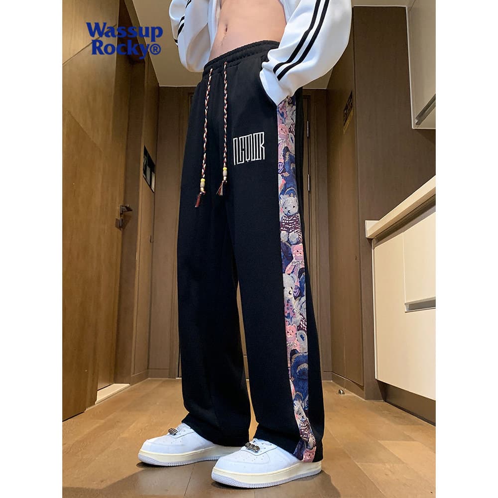 WASSUP ROCKY Calças casuais bordadas masculinas verão na moda moletom para jovens calças esportivas combinadas