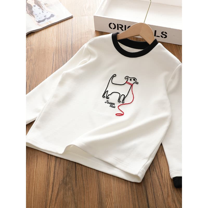 Meninas contraste cor filhote de cachorro estilo ocidental camisa de fundo quente crianças em torno do pescoço solto aut