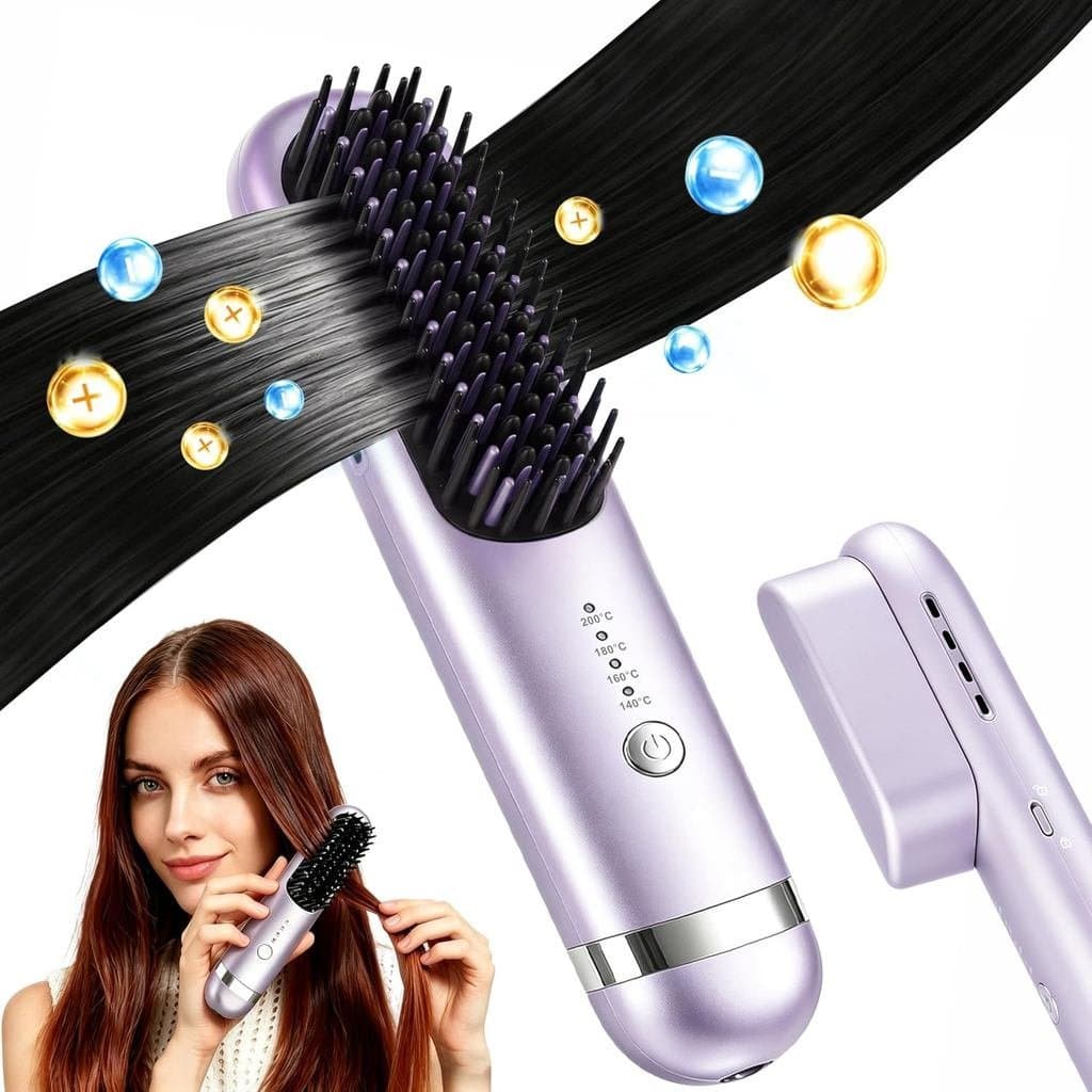 Nova Escova Alisadora de Cabelo Sem Fio Go Brush Pro 2026, Plasma 280M, Aquecimento Rápido MCH em 1 Minuto, Bateria de 4