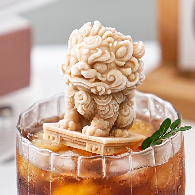 Leão pendurado copo urso cubo de gelo molde leão grau alimentício Silicone bandeja de gelo doméstico café congelado leit