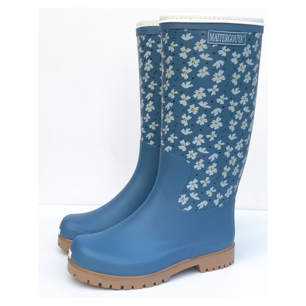 Botas de chuva femininas de cano alto estampadas botas de chuva de borracha de cano médio agrícola antiderrapante