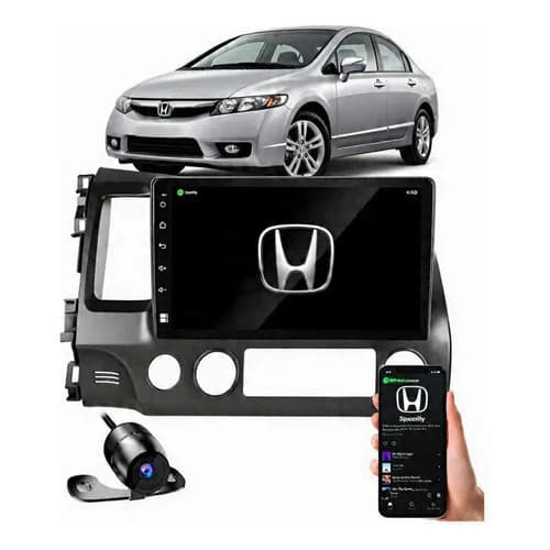 Multimídia 9 Pol New Civic  2007 A 2011 Carplay + Cam Carplay / Android Auto