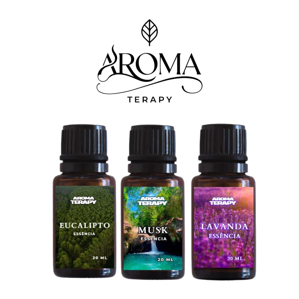 Kit com 3 Essências Hidrossolúveis | Para Umidificador e Difusor de Ar | Essências Aromatizantes de 20 ml