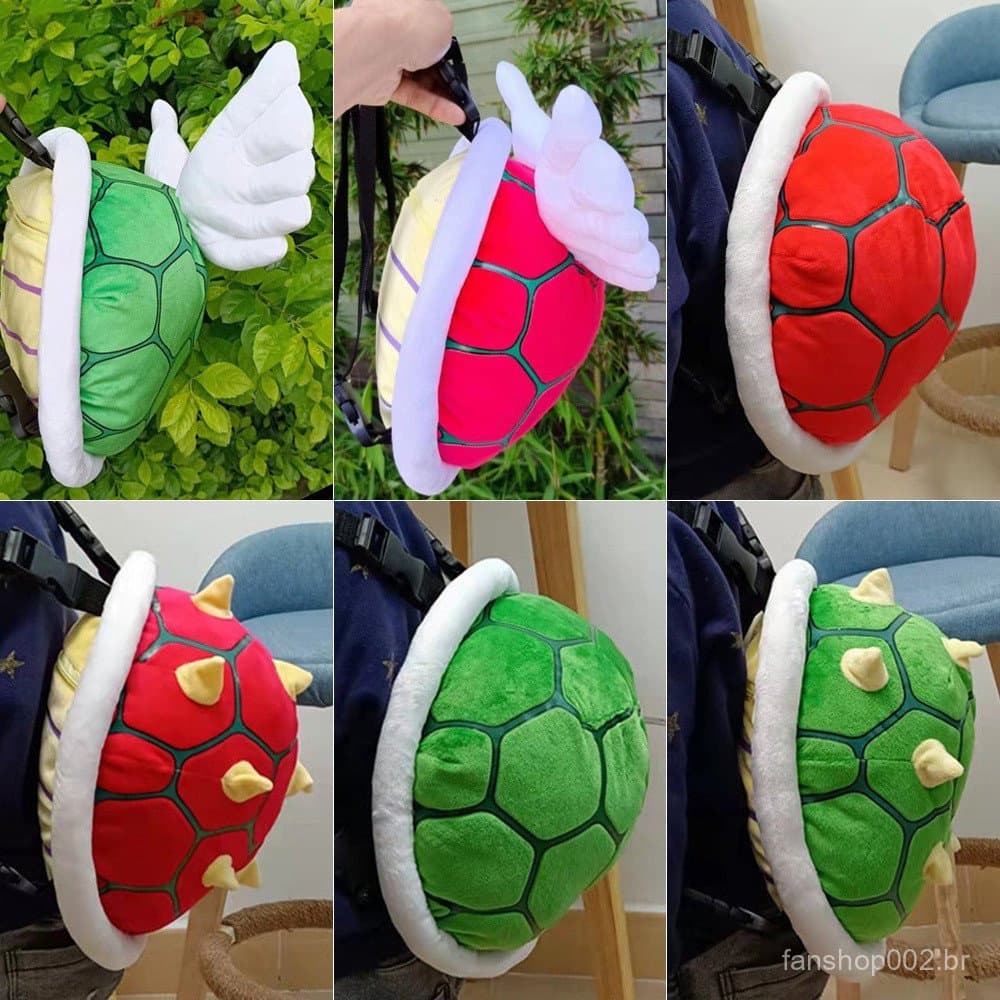6Style 33cm jogo Super Mario Bros. Mochila de pelúcia Koopa Tropa Paratroopa Saco da escola Tartaruga concha verde Bowse