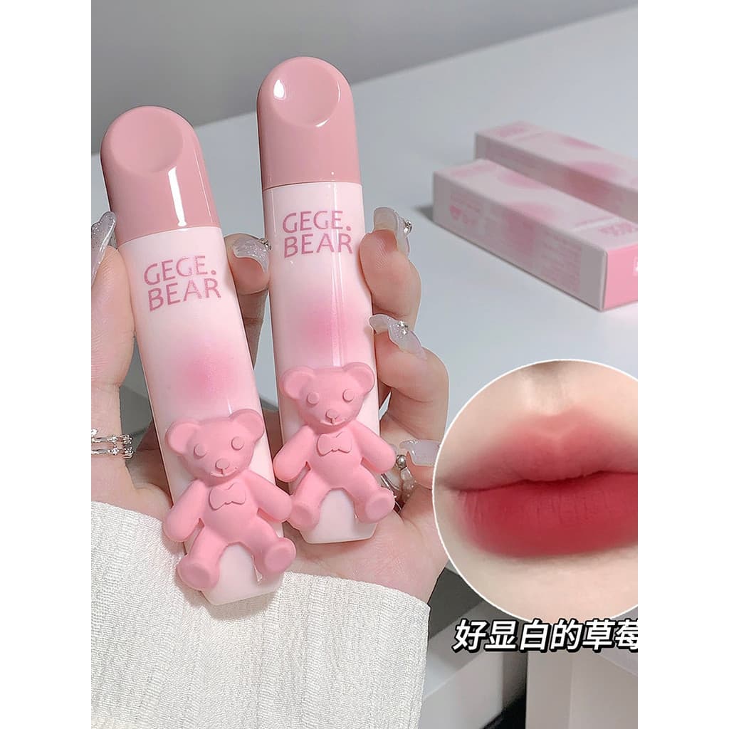 Gege urso gege urso urso cor macia esmalte labial clareamento renderização de cores sem linhas labiais batom de veludo f