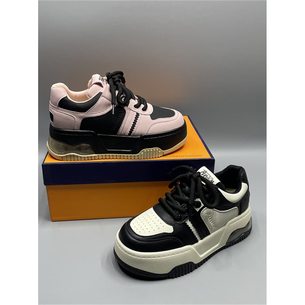 Sapatos de pão 25 outono novo estilo moda Casual simples dedo do pé redondo sola grossa plana rendas tênis de couro maci