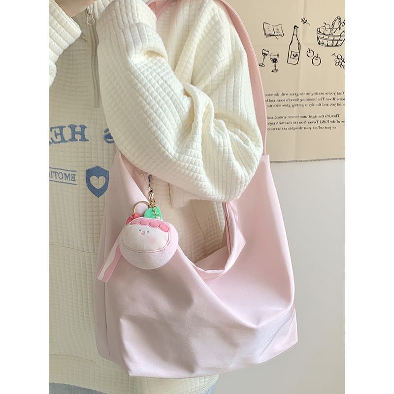 Bolsa de lona de Nylon de grande capacidade feminina 2023 novo estilo simples bolsa de ombro estudante literária classe