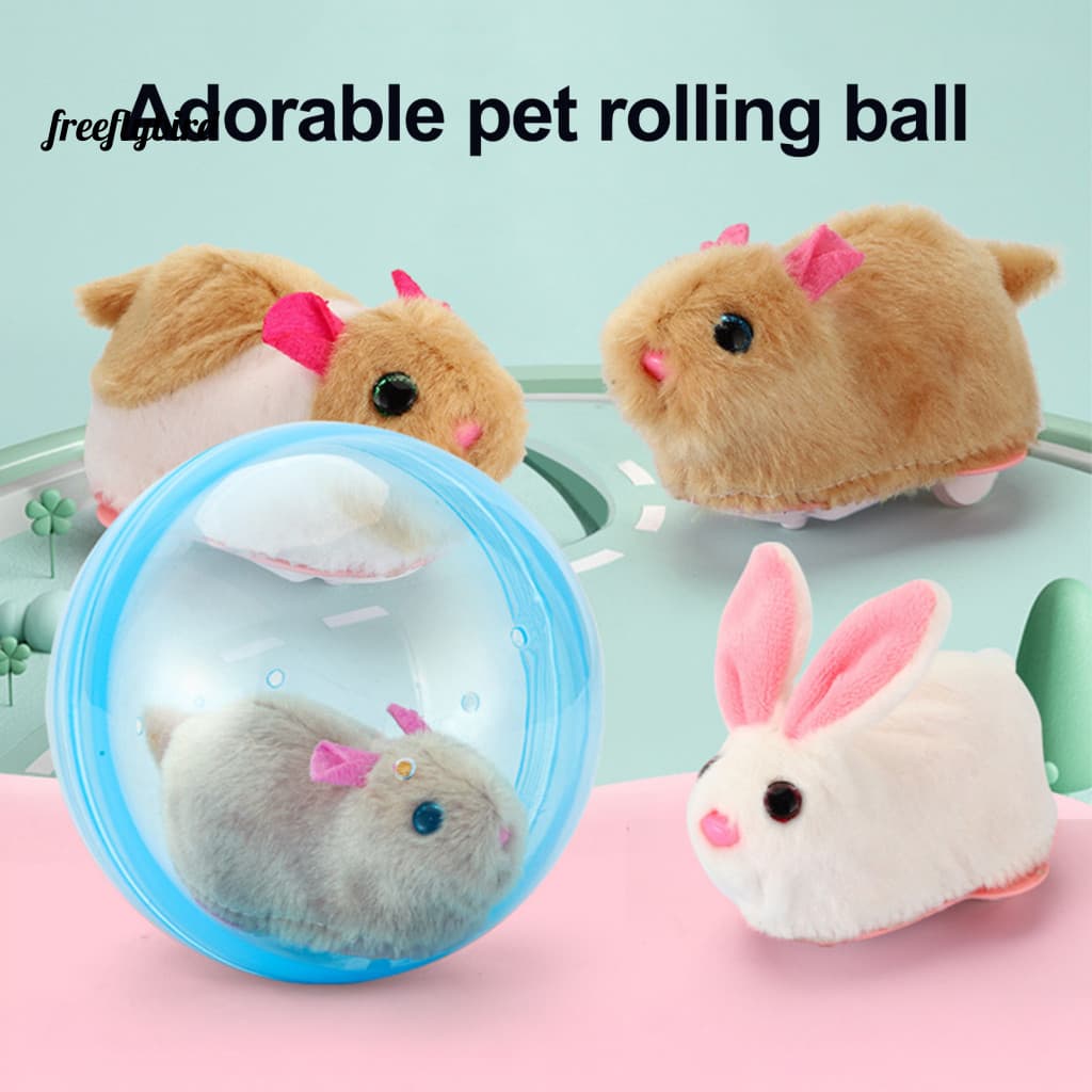 Rolling Ball Pet Toy Electric Automatic Hamster with Plush Rabbit – Simulation Fun Gift for Toddlers Boys Girls Perfec