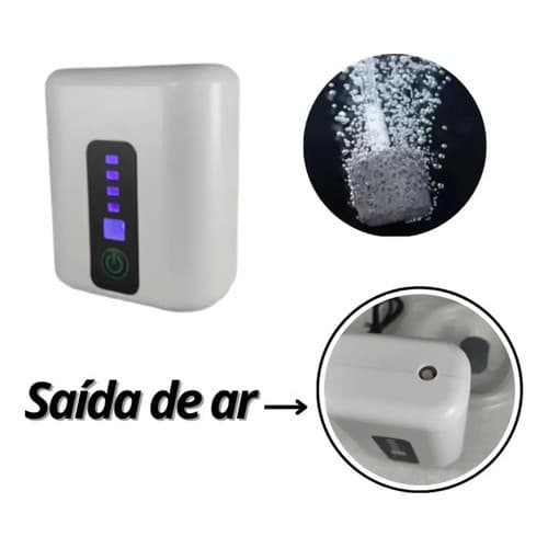 Bomba Aquário Usb Ar Oxigênio Recarregável Isca Viva Bivolt